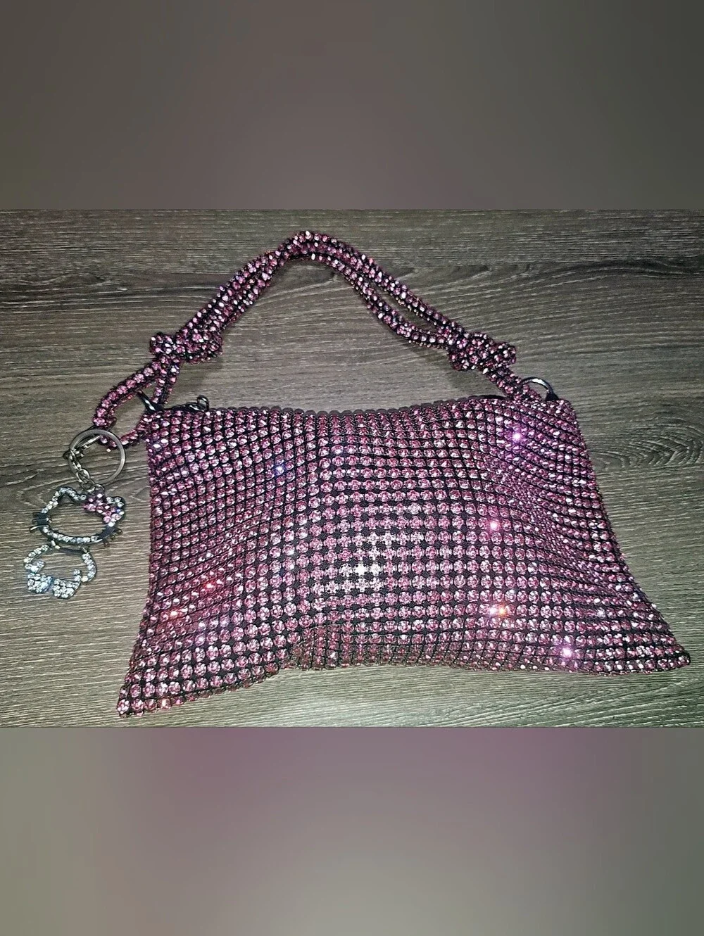 Urban Expressions Pink Rhinestone Purse W/ Hello Kitty Blinged out Keychain